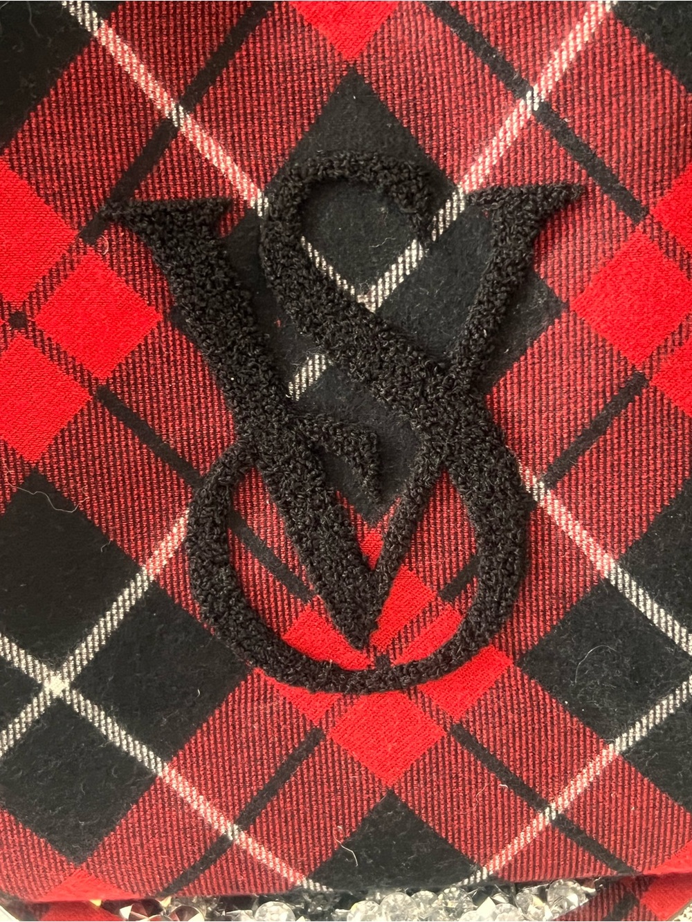 Victoria's Secret NWOT  Red and Black Plaid Tote with Logo Emblem - Picture 4 of 9